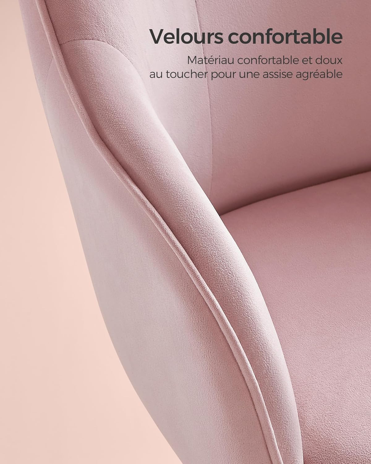 SONGMICS - fauteuil ergonomique velours, cadre acier, réglable, 110kg, OBG019P02