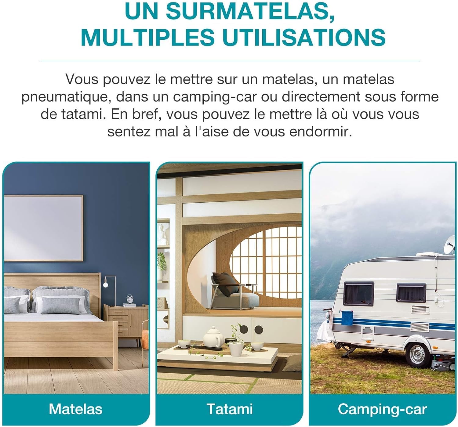 BedStory - surmatelas gel mémoire de forme - 140x190cm - 10cm, housse lavable