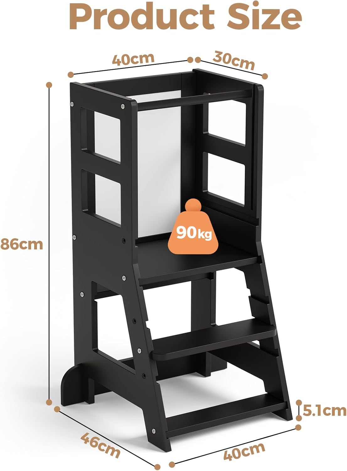 KIDINIX - tour d'apprentissage réglable avec tableau noir - dès 1 an - sécurité anti-basculement, chaise Montessori