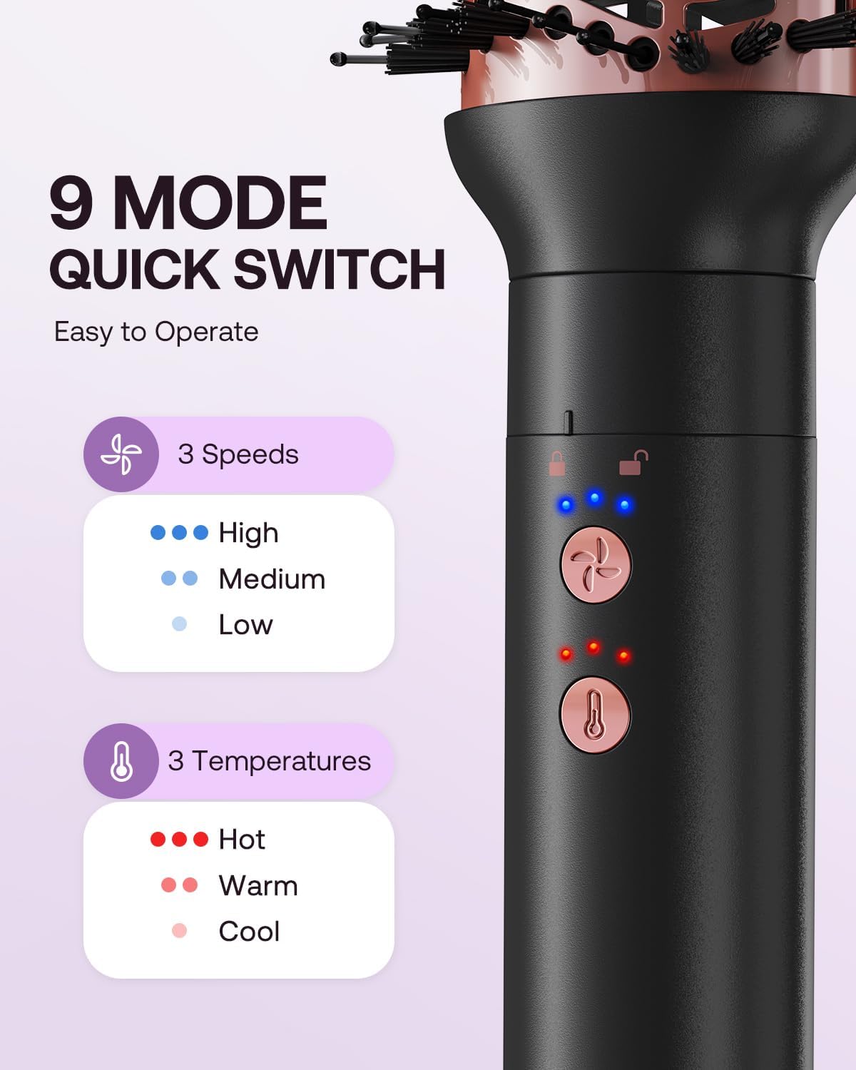 Kit de coiffure 5 en 1 - sèche-cheveux ionique - fer à friser auto - brosses coiffantes multifonctions