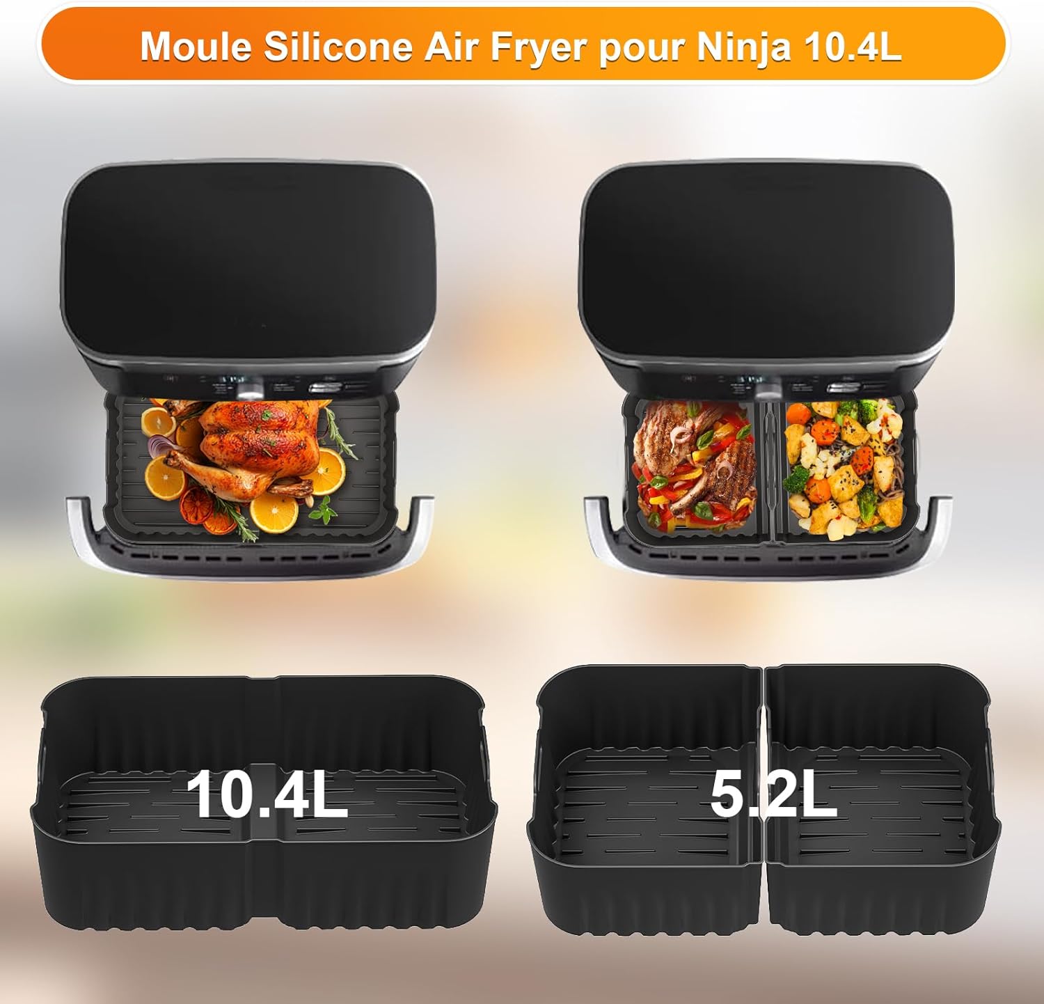 Moule silicone air fryer - compatible Ninja 10,4L - réutilisable - AF500EU