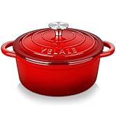 Velaze Casserole en fonte, Casserole à induction pour ragoûts, cocotte avec couvercle en ...