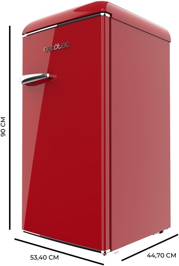 Cecotec - Bolero CoolMarket TT Origin 90 - 90L - Mini frigo rétro avec ICEBOX, LED, poignée chromée, ouvre-bouteilles