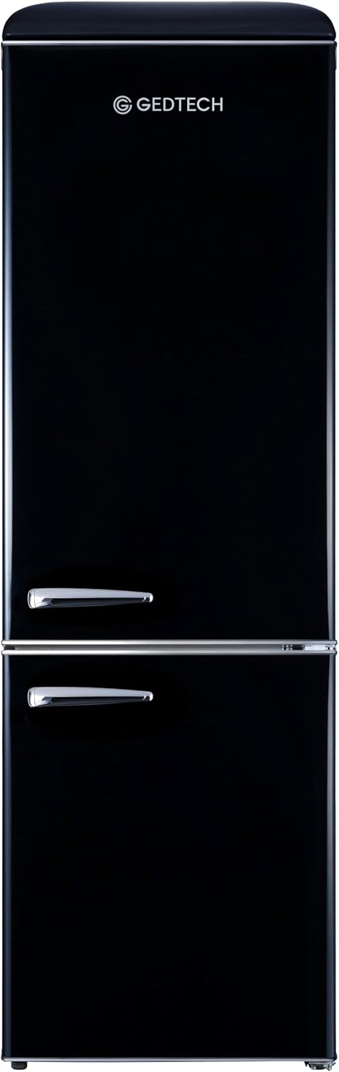 GEDTECH - réfrigérateur combiné vintage - 310L - noir, classe E, GCBV310BL