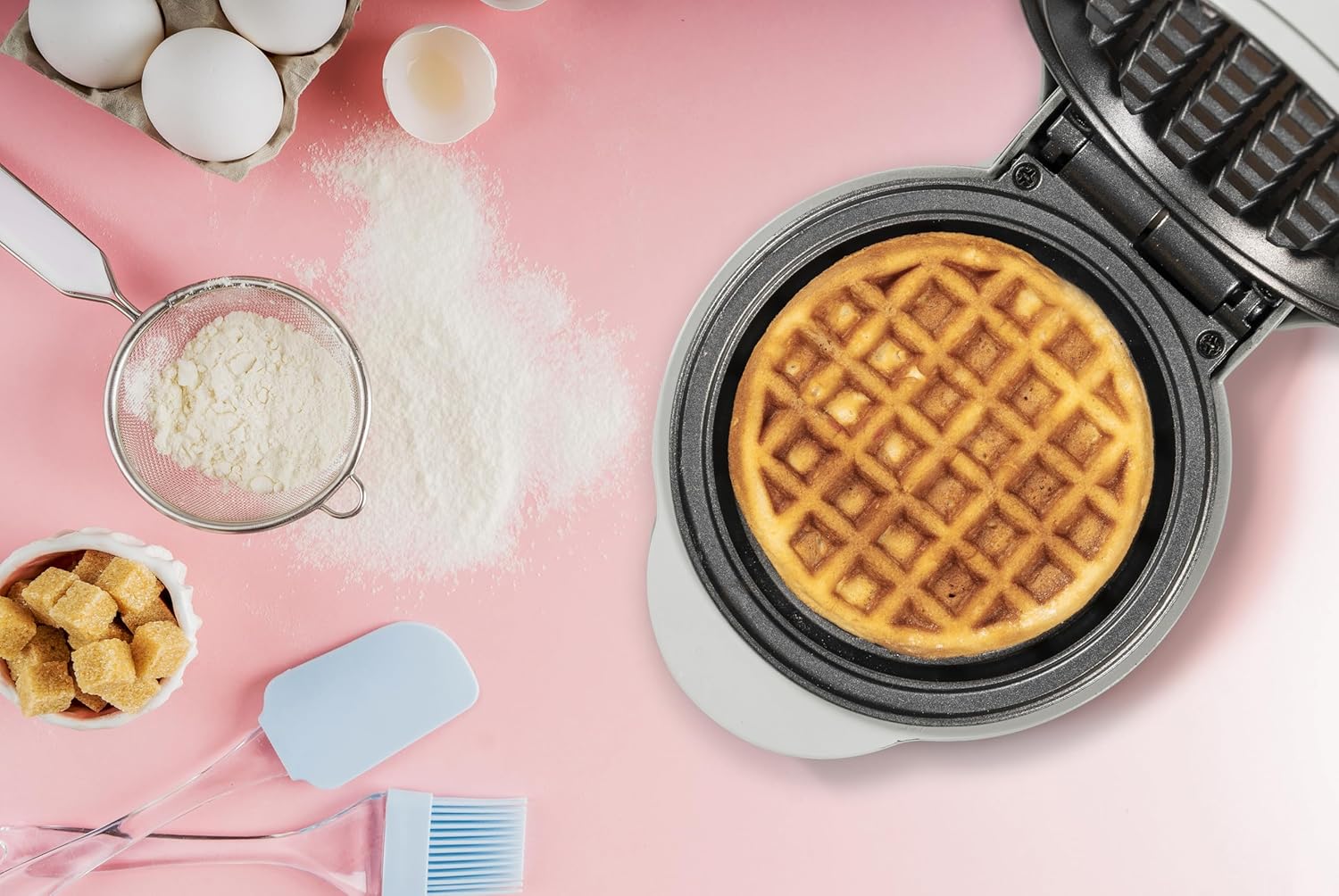 Bestron - Mini gaufrier rétro gris - compact - revêtement antiadhésif