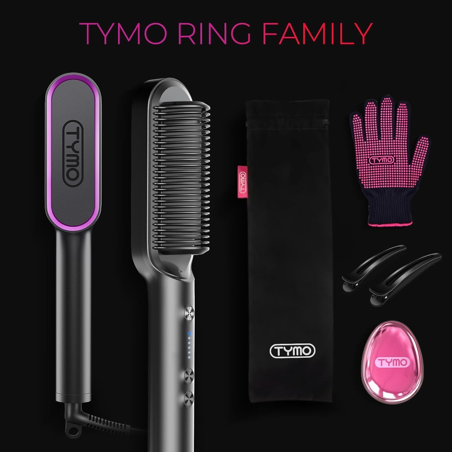 TYMO - RING - Brosse lissante céramique, 5 températures, chauffe rapide