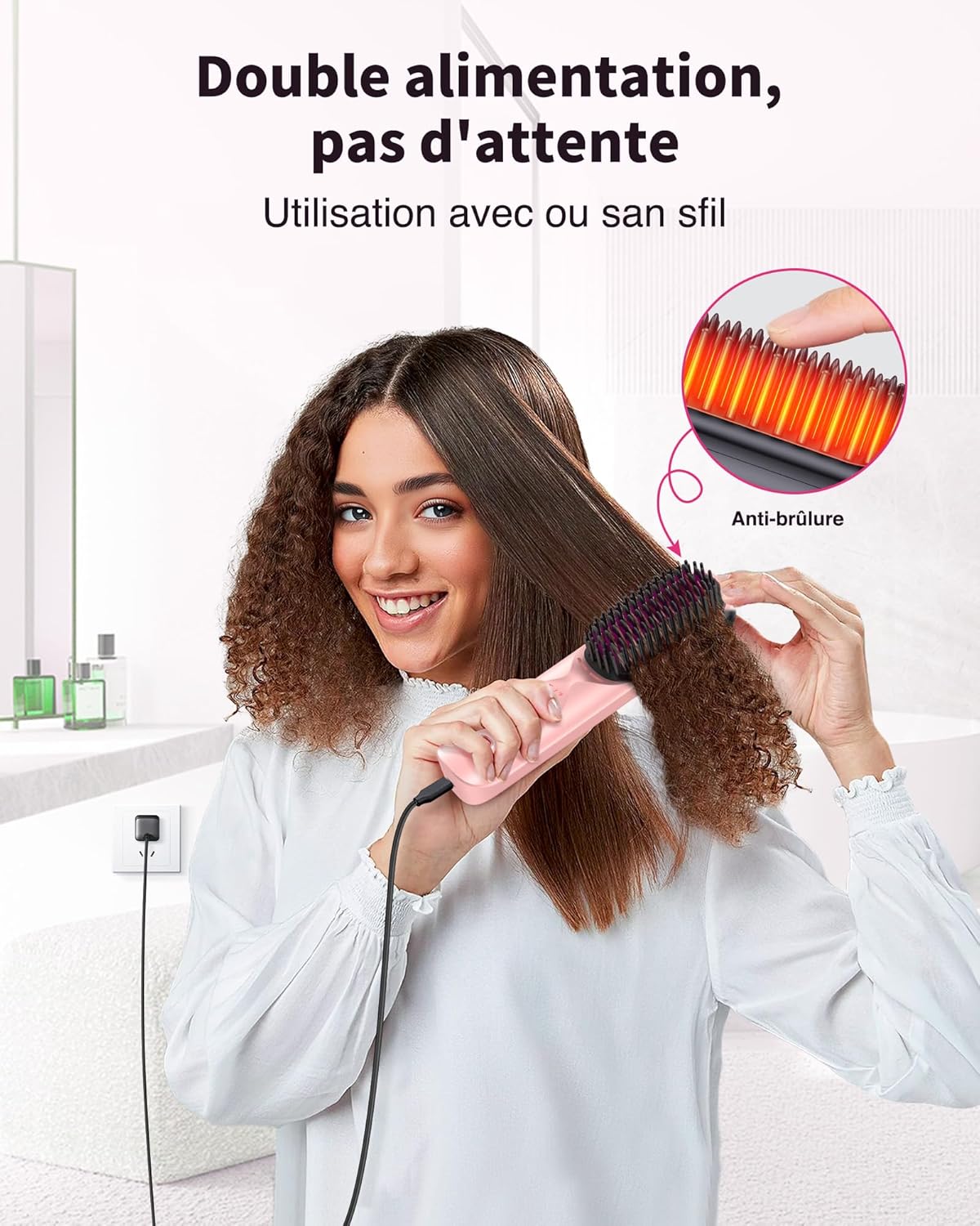Bopcal - Brosse Lissante 3 en 1, 10000mAh, céramique, ions, sans fil