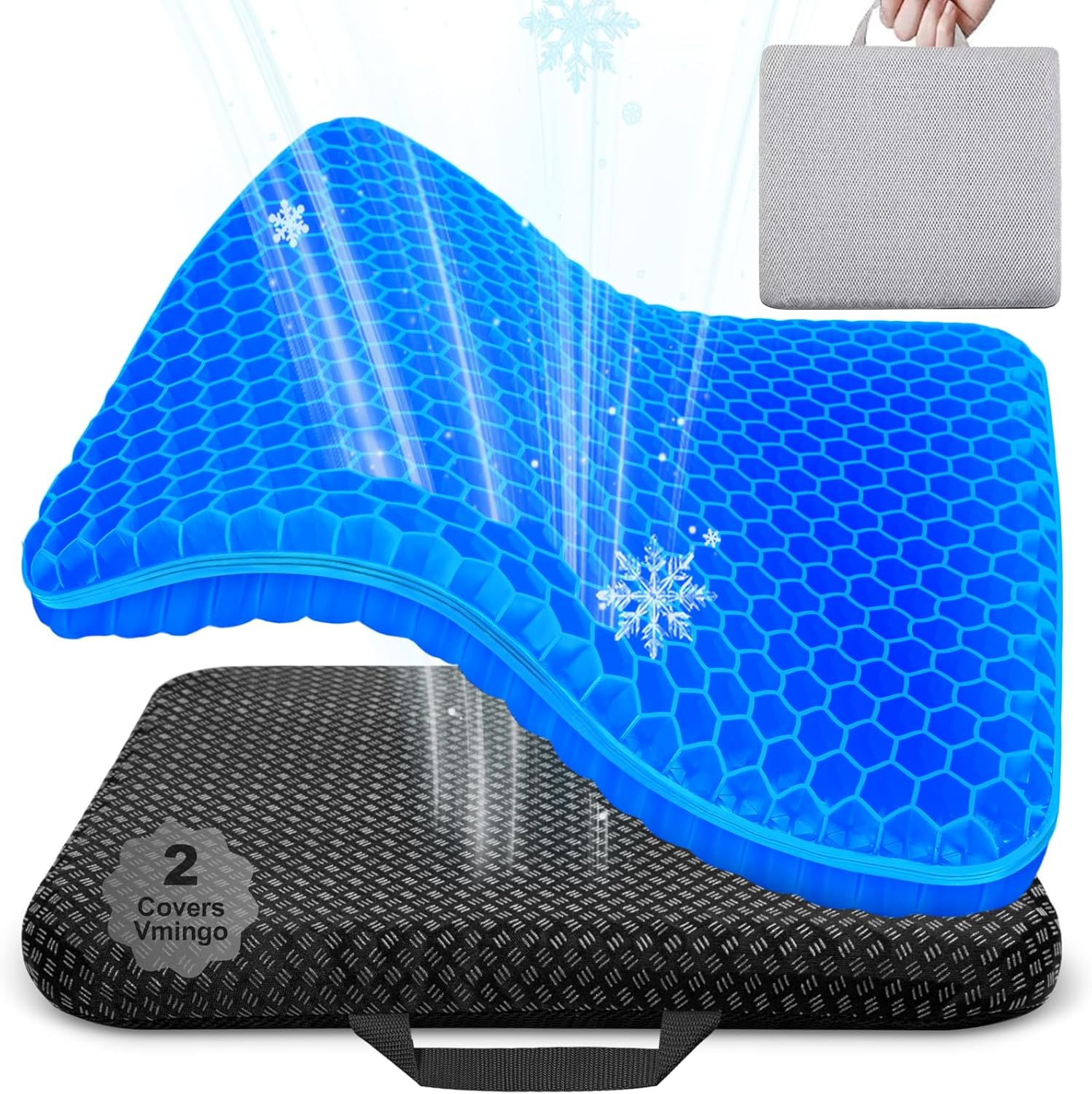 Vmingo - coussin de gel série orthopédique - housse antidérapant, soulage pression, bleu foncé, 45x35cm