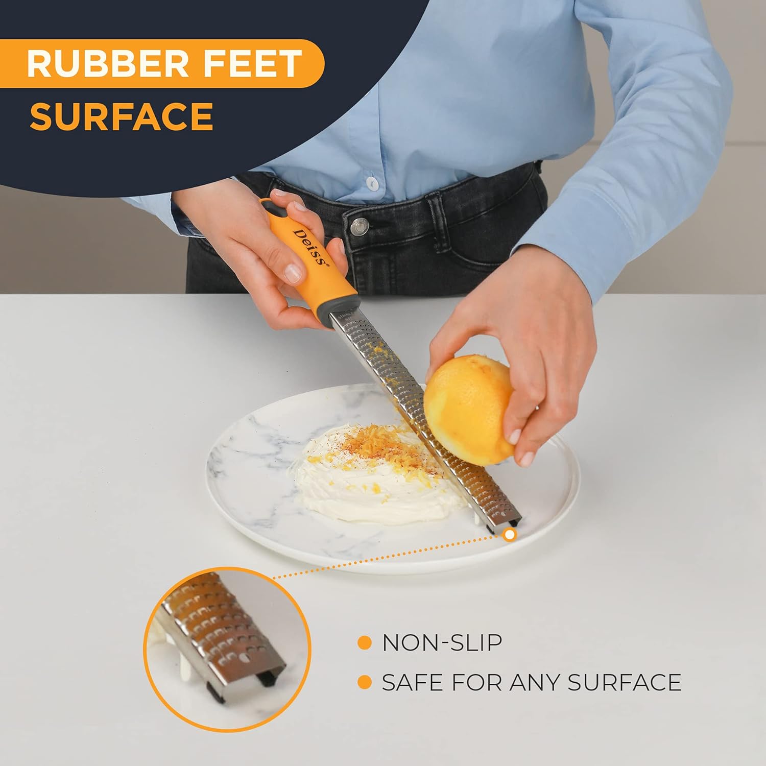 Deiss - PRO Zesteur Râpe manuelle inox - lame tranchante, lave-vaisselle