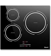 Plaque induction 3 feux 6800 W, plaque de cuisson induction intégrée, plaque induction puissance à 9 ...