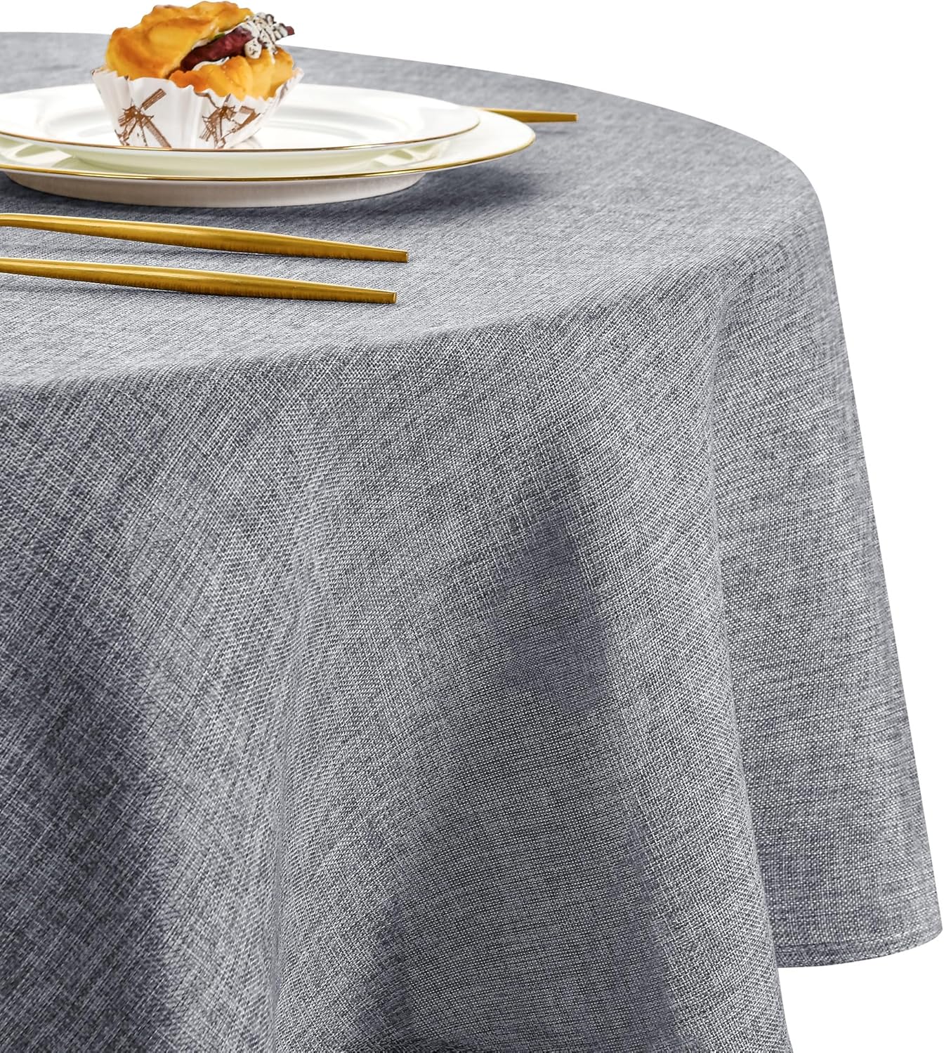 DWCN - Nappe ronde 180 cm - anti-tache, imperméable, effet lin