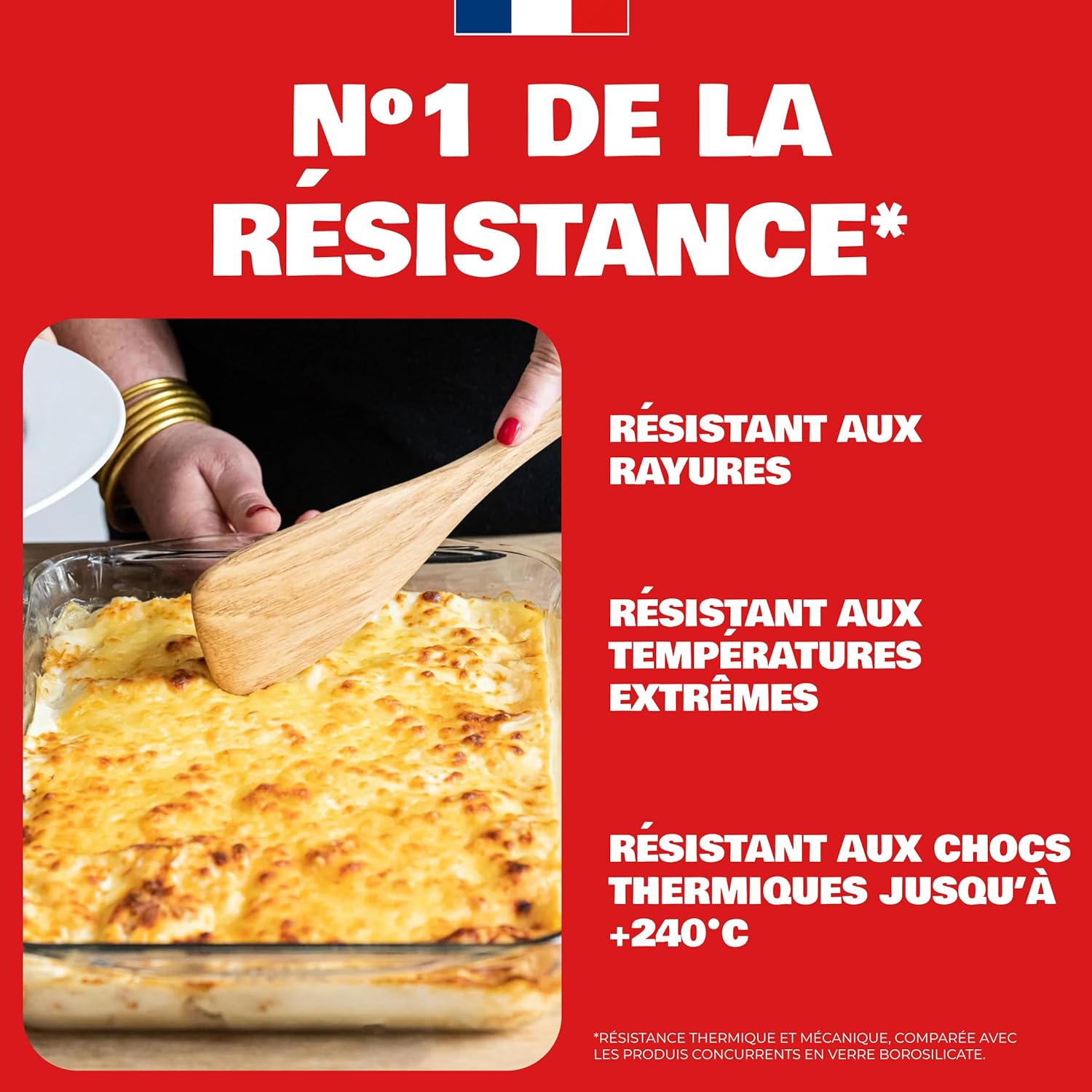 Pyrex - Plat à four rectangulaire 3,7L - verre borosilicate, poignées larges, spécial lasagnes