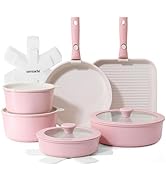 SENSARTE Set de Casseroles et Poêles 17 Pièces - Revêtement Céramique Antiadhésif - Batterie de C...