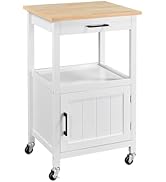 Yaheetech Desserte de Cuisine Roulante Meuble de Rangement avec Armoire en Bois Chariot de Servic...
