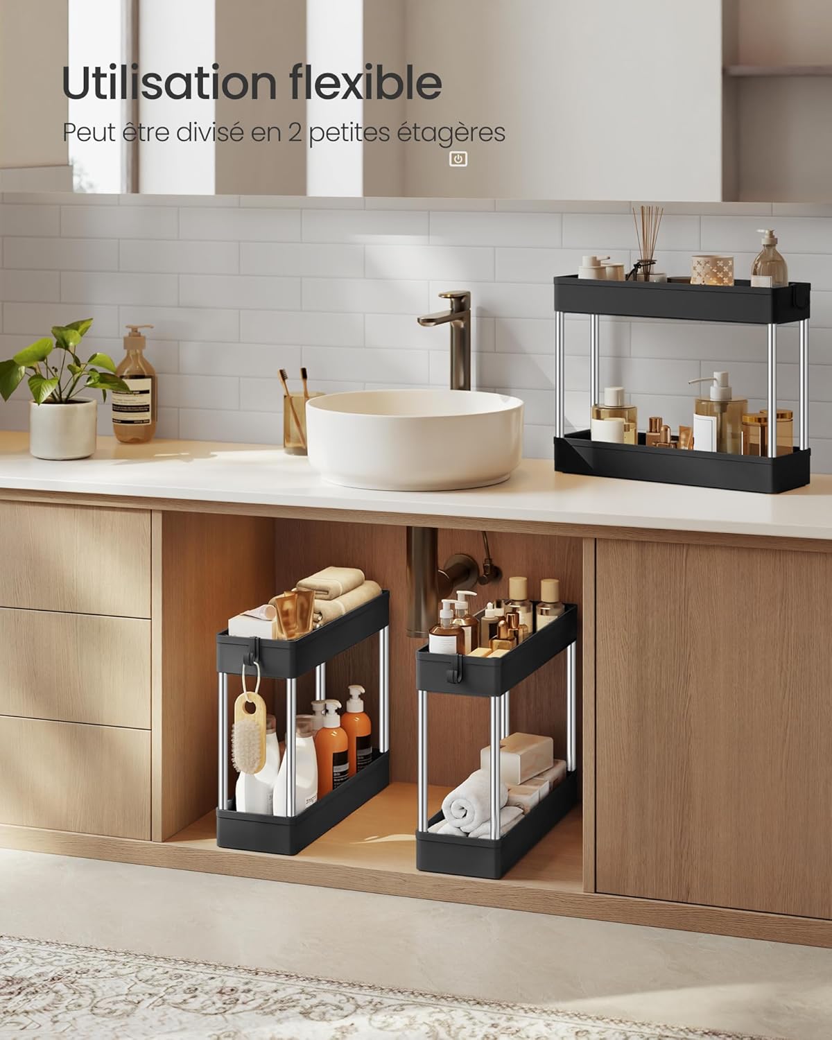 SONGMICS - chariot 4 niveaux, acier, 14,4x42x86cm, 6 crochets, KSC008B01