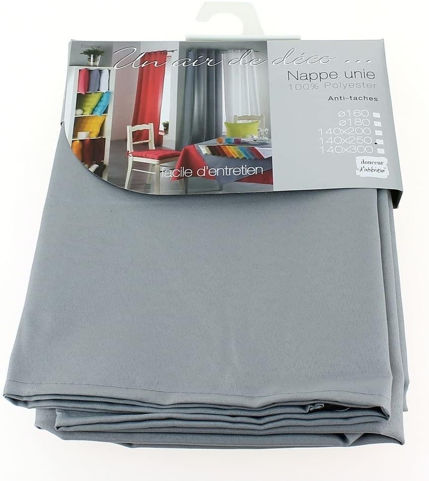 Nappe ronde - polyester uni gris - 180 cm - essentielle, élégante