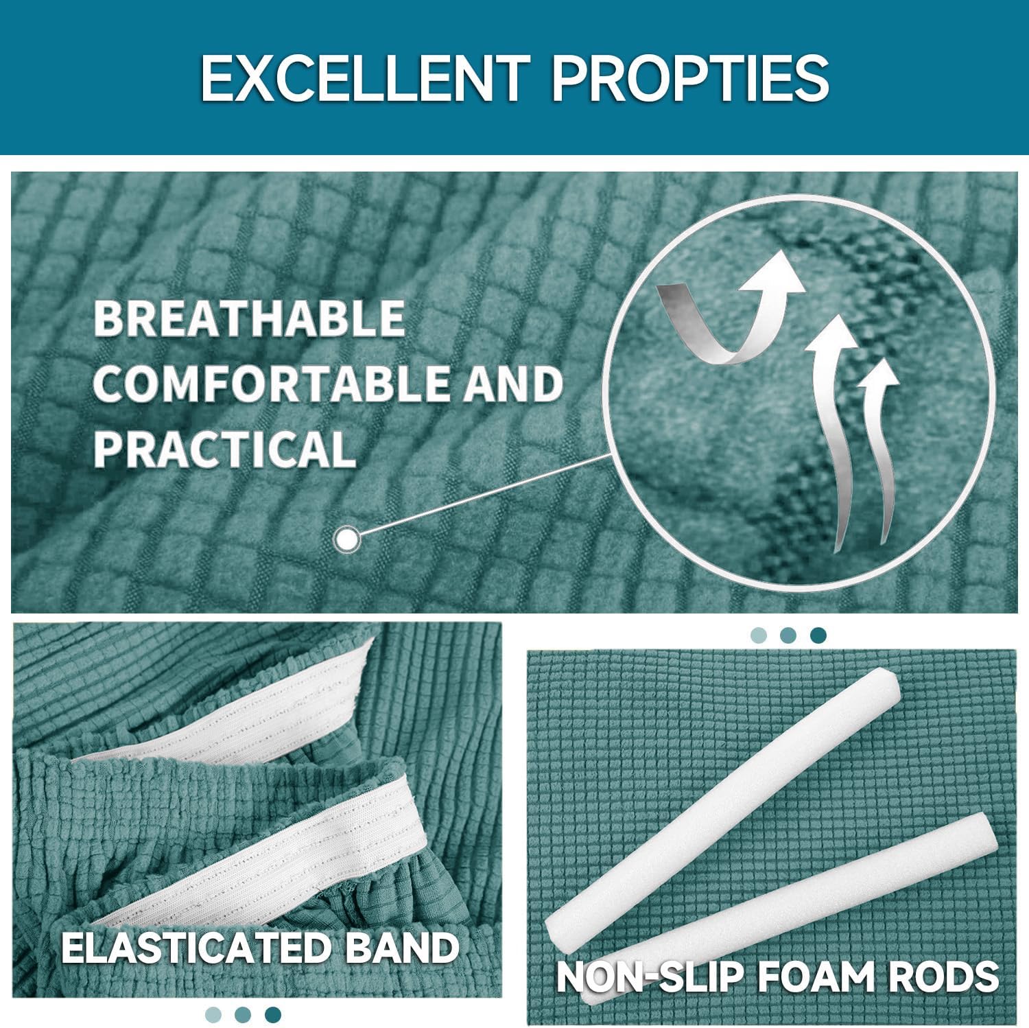 Housse Canapé - extensible 4 places, bleu clair, lavable, antidérapant