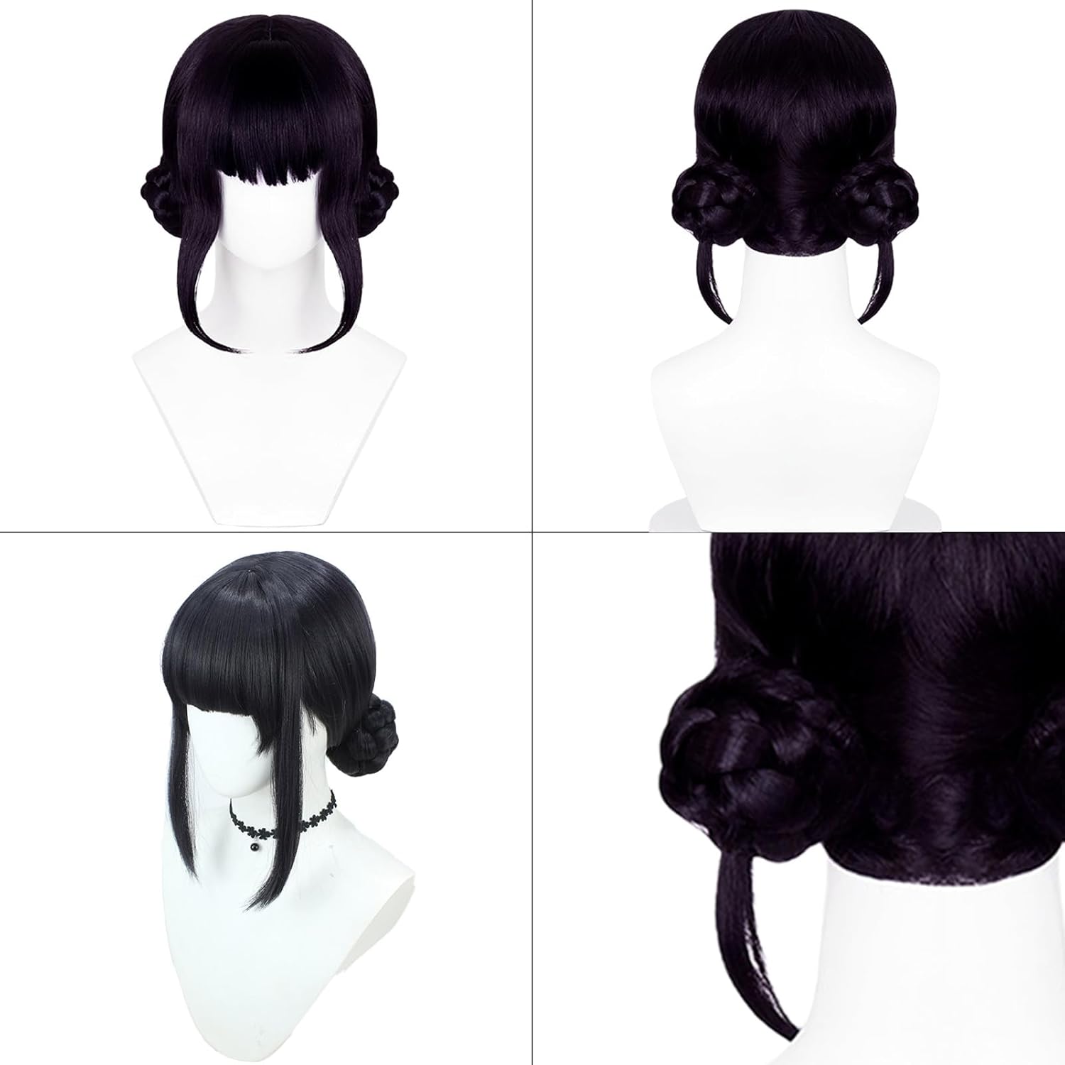 Perruque cosplay - longue tresse noir - résistante chaleur - fille