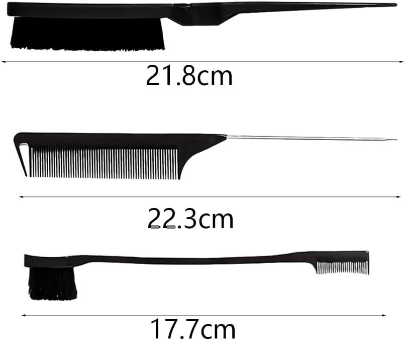 Peigne de cheveux - set professionnel - noir - double tranchant, queue de rat, coiffure