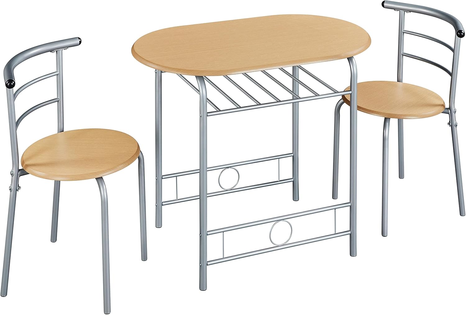 Yaheetech - ensemble table à manger ronde 90x53x75,5cm bois/métal 3 pièces