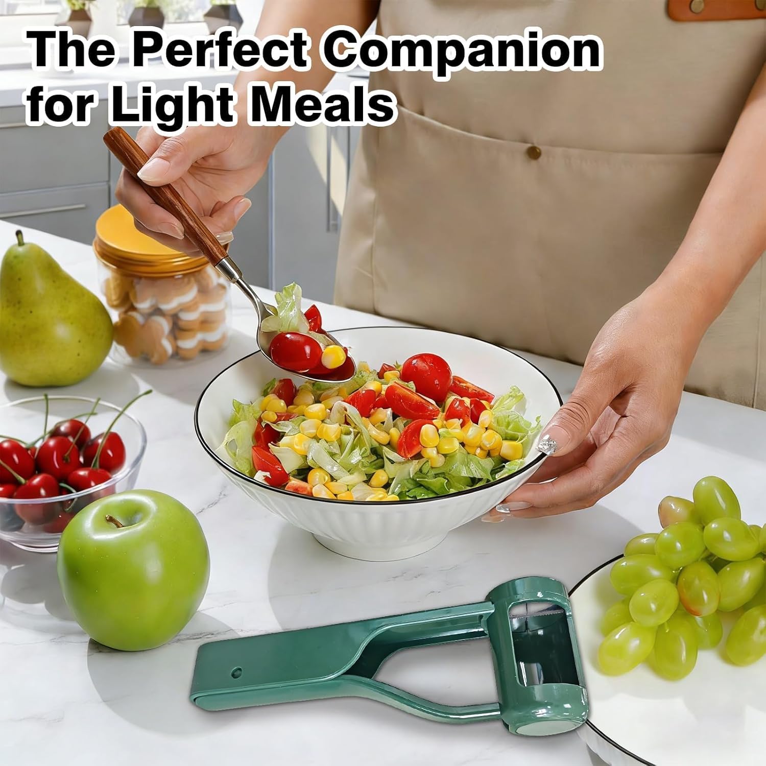 Trancheuse fruits légumes - inox, poignée anti-dérapante, coupe rapide