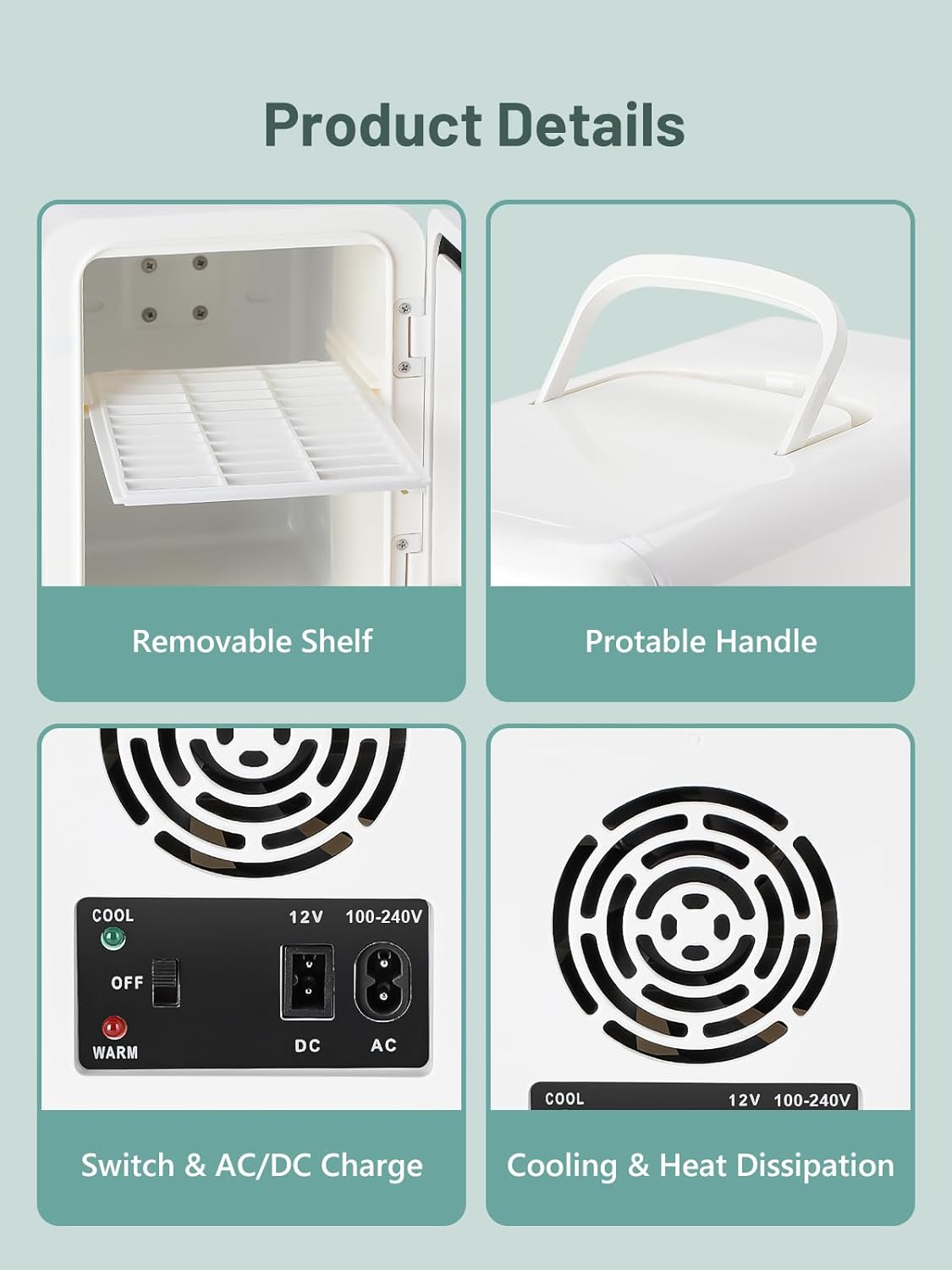 VINATO - Mini réfrigérateur 6L - refroidit et chauffe, portable, blanc