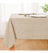 DWCN Nappe Beige Aspect Lin Lavable Imperméable,100x140cm Rectangulaire Nappe Douce Déperlante av...