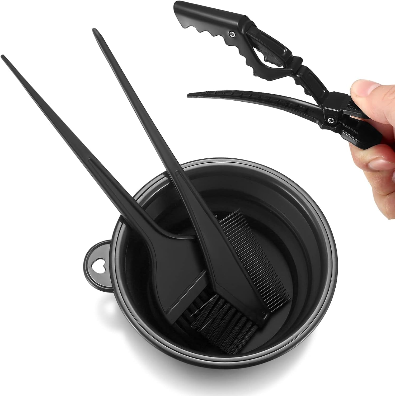 Ensemble coloration cheveux - 9 pièces - bol, pinceaux, gants, pinces