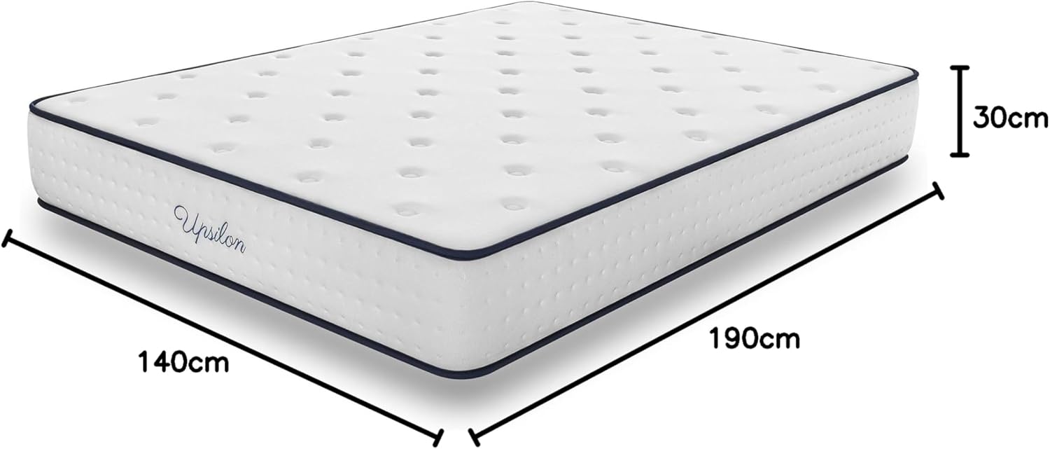 COSMOS - Upsilon Matelas hybride 140x190, mémoire de forme, 30cm, 7 zones