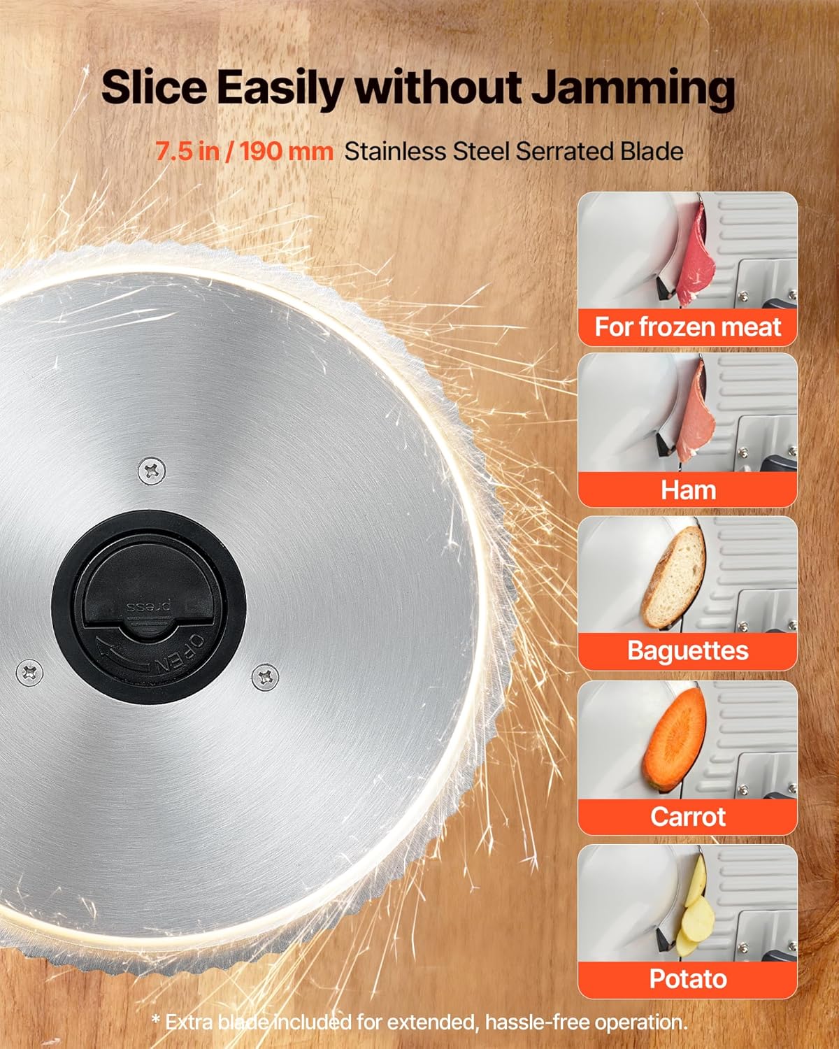 VEVOR - Trancheuse 200W - lame 190mm, épaisseur 0-15mm, 70-100tr/min