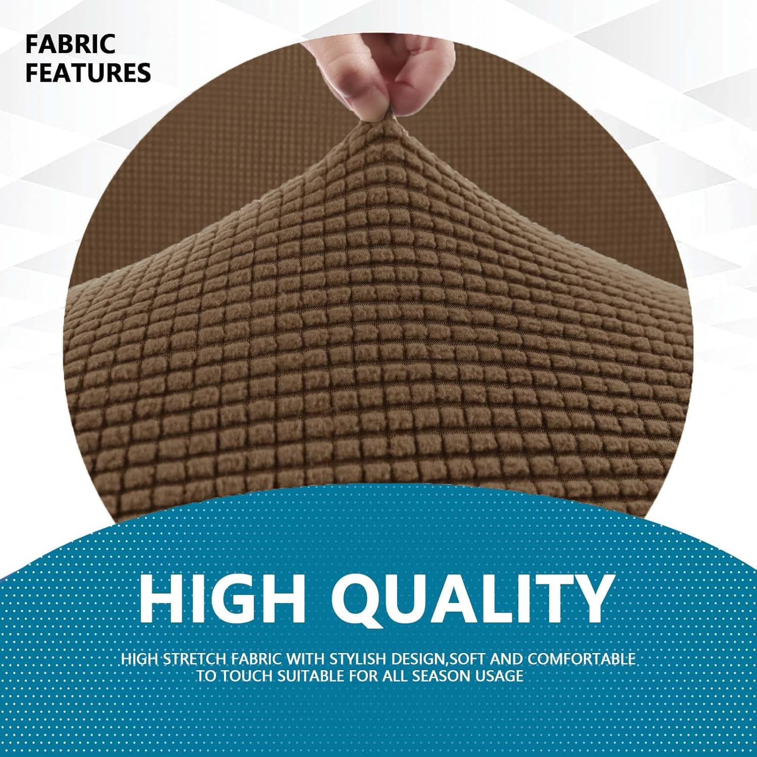 Housse de canapé 3 places - extensible, accoudoirs, antidérapante, lavable - marron