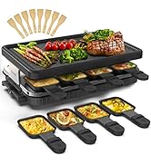 Raclette 8 Personen Raclette Grill Tischgrill Elektrisch 8 Pfännchen 8 Raclette Holzspatel Korean...
