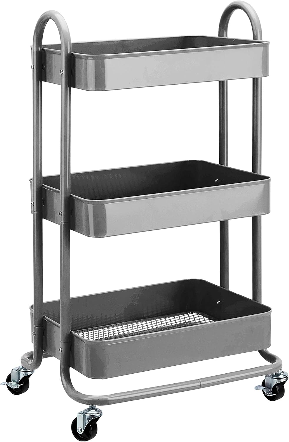 mx-dealz Basics - Chariot 3 niveaux - 43x23x86 cm - Roulettes, gris anthracite