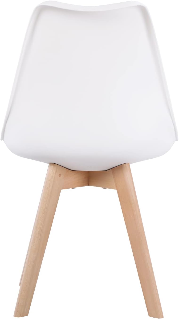 EGGREE - lot de 2 chaises rétro - bois hêtre - assise rembourrée, blanc