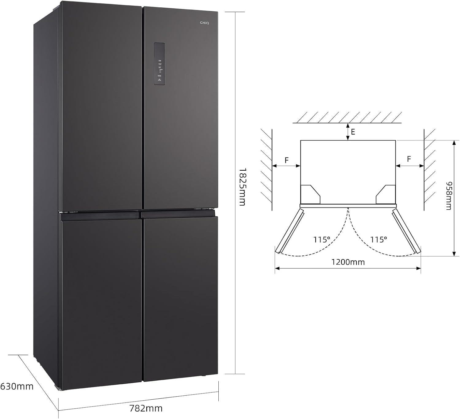 CHIQ - multiportes série - 182cm, 415L, inox, Smart Inverter, CCD415NEI4E