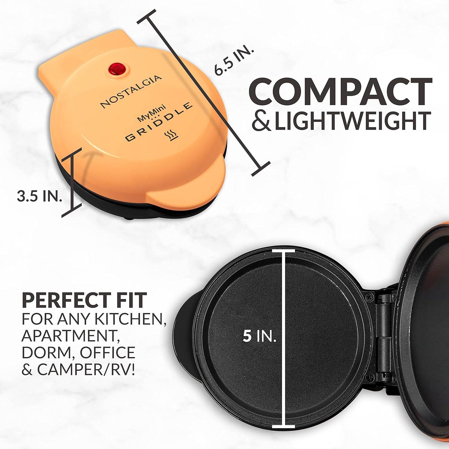 Nostalgia - MyMini Griddle - compacte - 550W, antiadhésif, orange