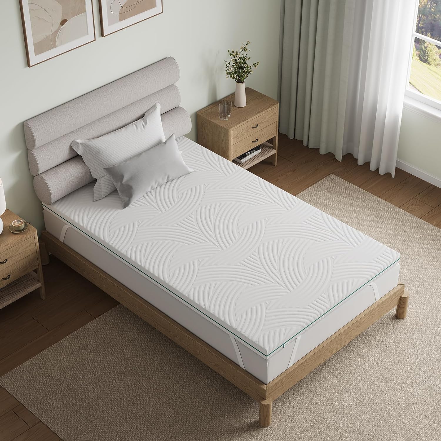 Novilla - surmatelas série mémoire de forme - 120x200 cm - 7,5 cm, housse lavable, antidérapant, sangles élastiques