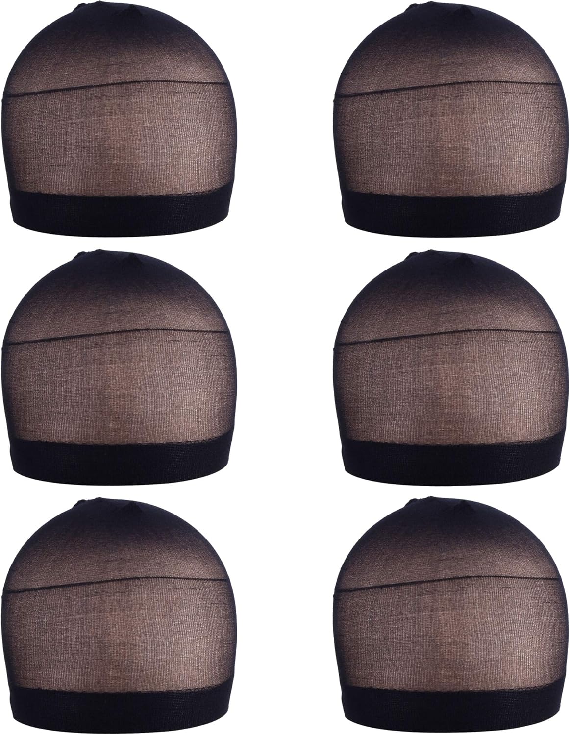 Bonnets de perruque nylon unisexes - lot de 6 - respirants, noirs