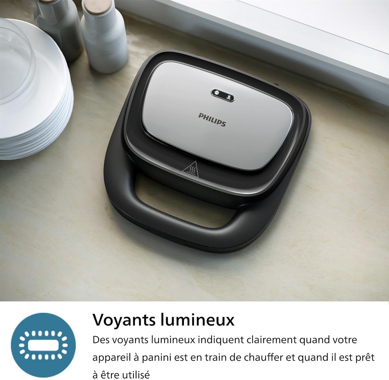 Philips - Série 5000 - plaques amovibles - sandwichs, paninis, gaufres - 750W - HD2350/80