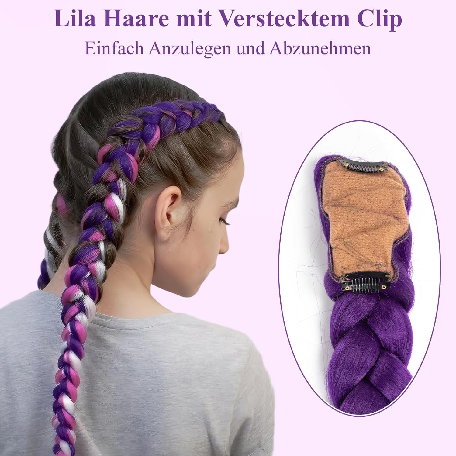 Perruque enfant - extension violette 26