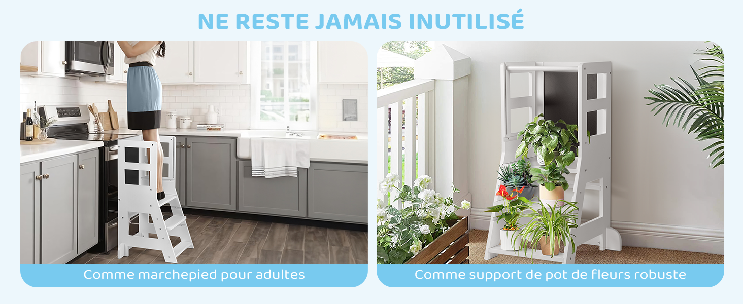 montrant des solutions d'organisation de cuisine : un système d'armoires coulissantes et un meuble de rangement d'angle en armoires blanches