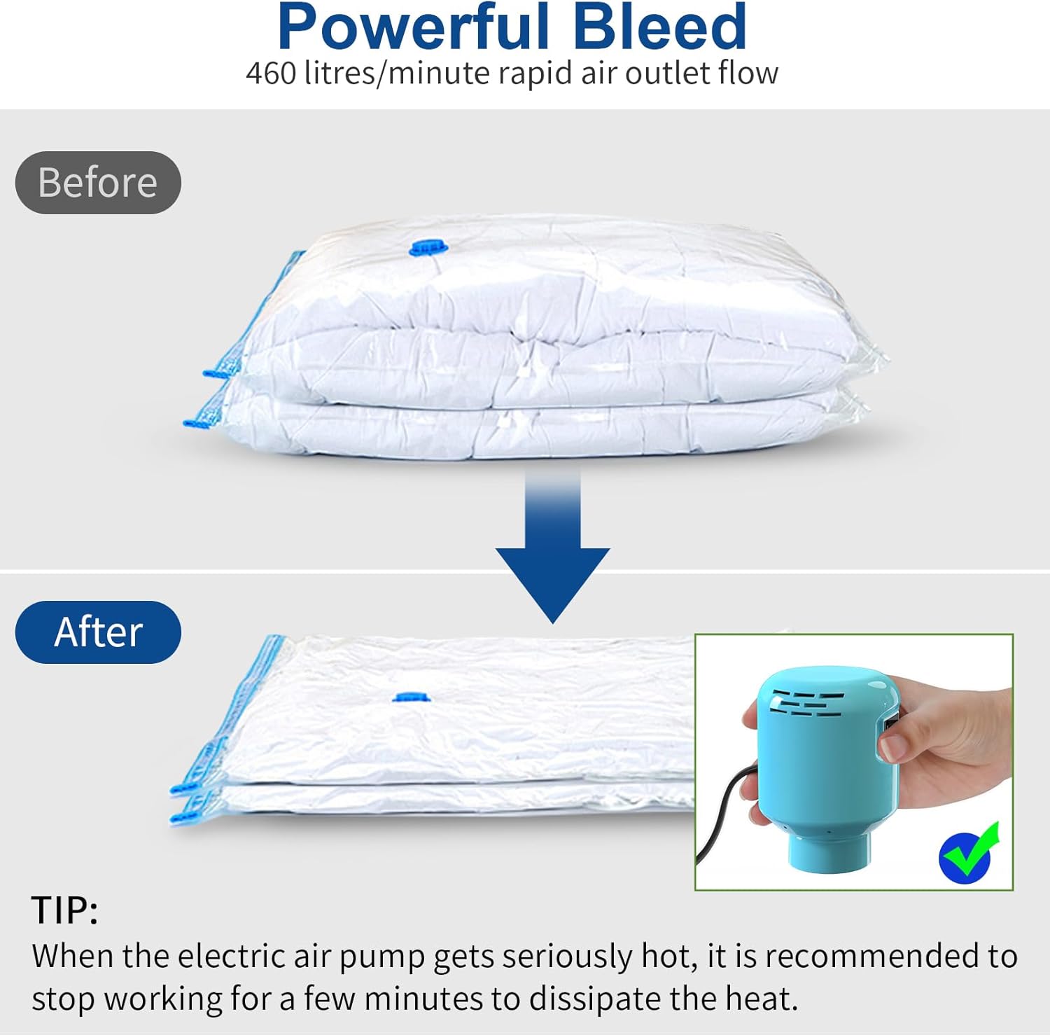 Pompe à air électrique - 55W, 220V - portable - compression vêtements