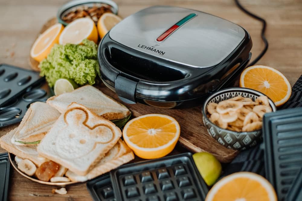 Lehmann - Sandwichmaker 5 en 1 - 800W - plaques interchangeables, multiservices