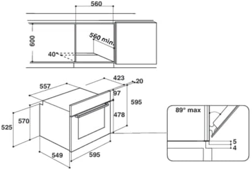 Indesit - four encastrable série IFW - 66L pyrolyse, 7 modes, IFW6540PIX