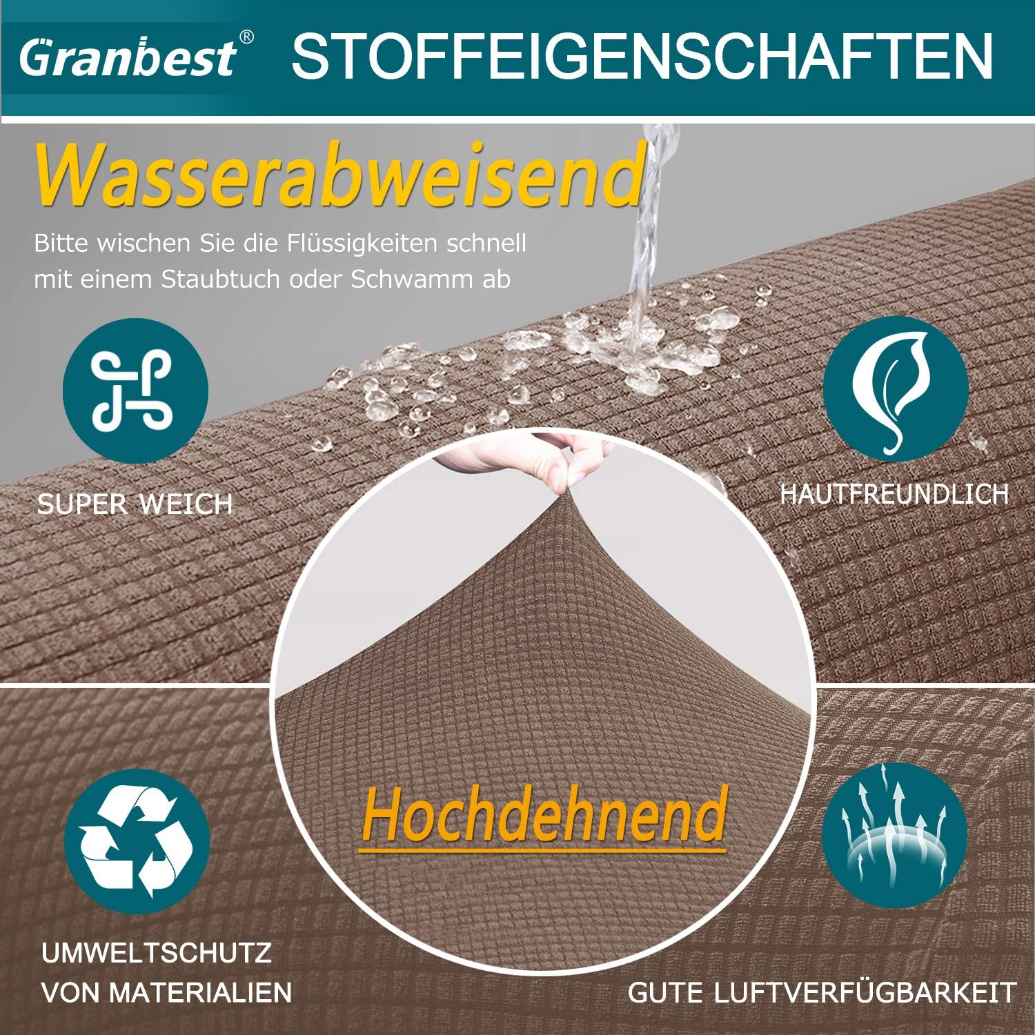 Granbest - housse canapé spandex jacquard 3 places, imperméable