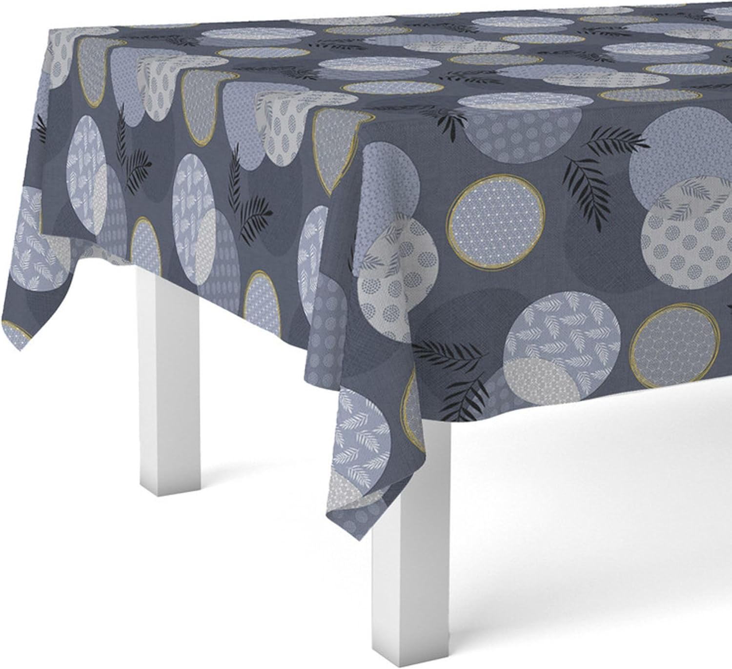 Nappe en toile cirée rectangulaire - 140x140 cm - anti-taches, imperméable, facile d'entretien, bleu