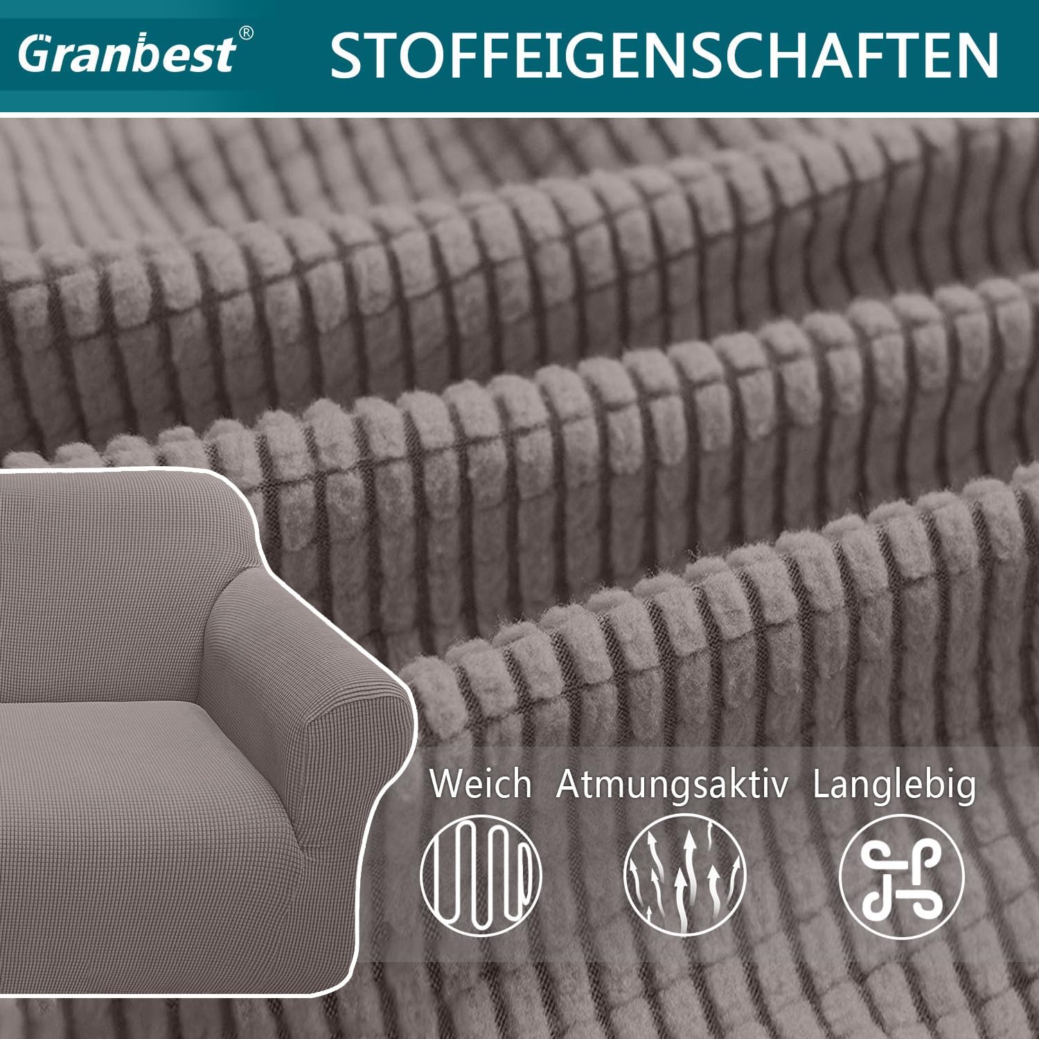 Granbest - housse canapé jacquard élastique 3 places - protection animaux