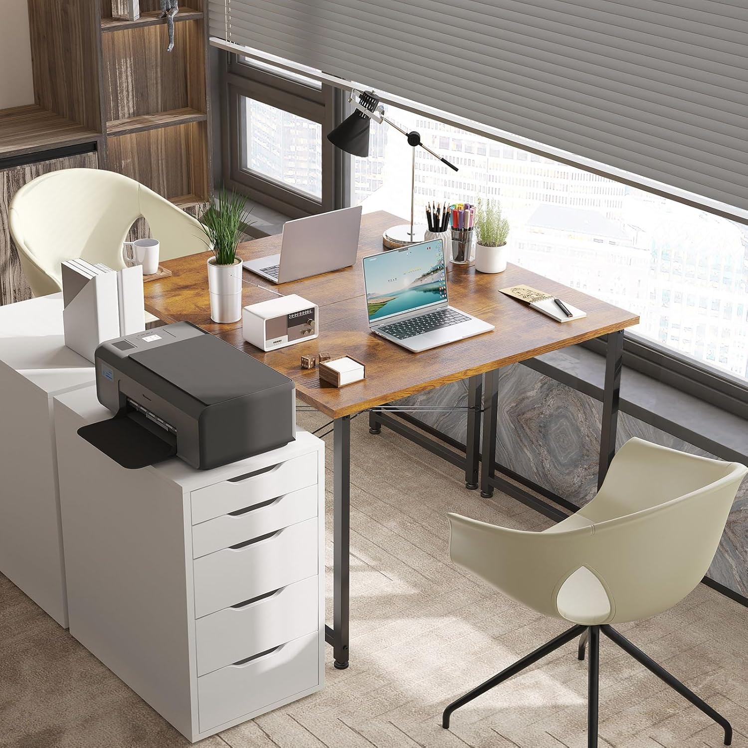 ODK - Petit bureau informatique - 80x40cm - compact, chambre, marron