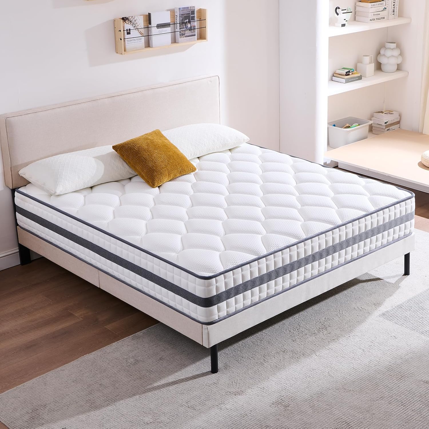 Matelas hybride - mousse mémoire, ressorts, 120x190x22 cm, doux et respirant