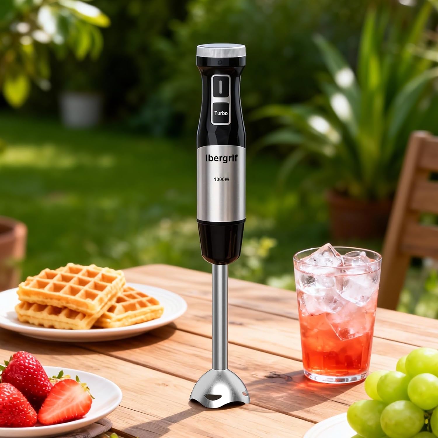 Ibergrif - Mixeur Plongeant 1000W - inox - vitesse réglable, turbo